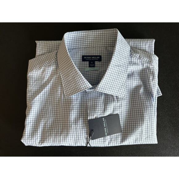 Peter Millar Men’s Long Sleeve Francis Button Up Flex Finish Blue Sport Shirt XL - Picture 1 of 5
